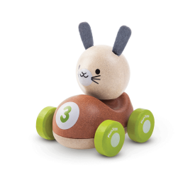 Macchinina Verde in legno  con Coniglietto